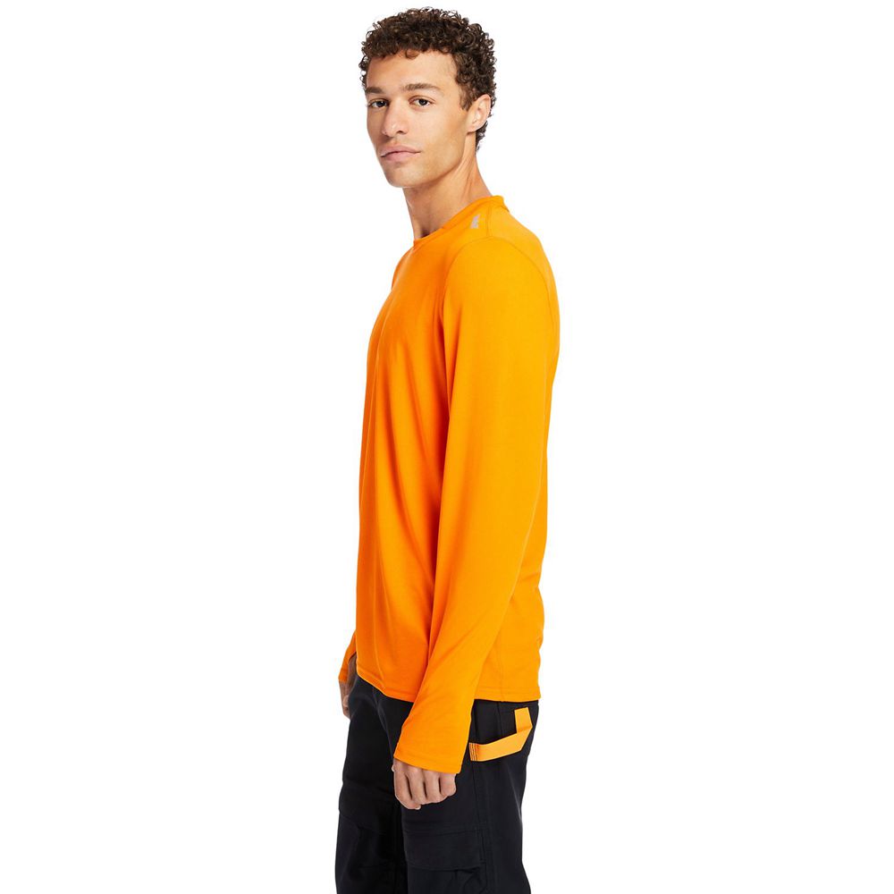 Camisetas Timberland Argentina Hombre - Pro® Wicking Good Long Sleeve - Naranjas - KAYJRG-908